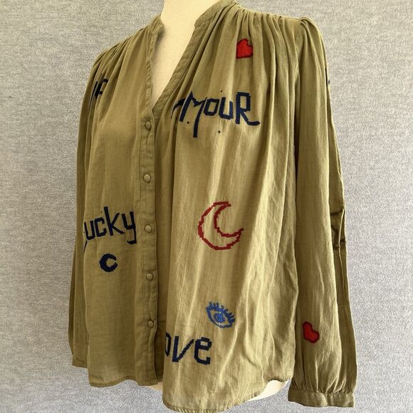 Berenice Paris Cassandra Lucky Embroidered Top Size 34 Whimsical Fun Cool Girl - Picture 3 of 16